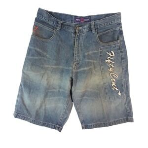 Fifty 50 Cent men's shorts denim jeans 36 x 13 blue urban hip hop long